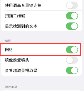 曲周苹果手机维修网点分享iPhone如何开启九宫格构图功能